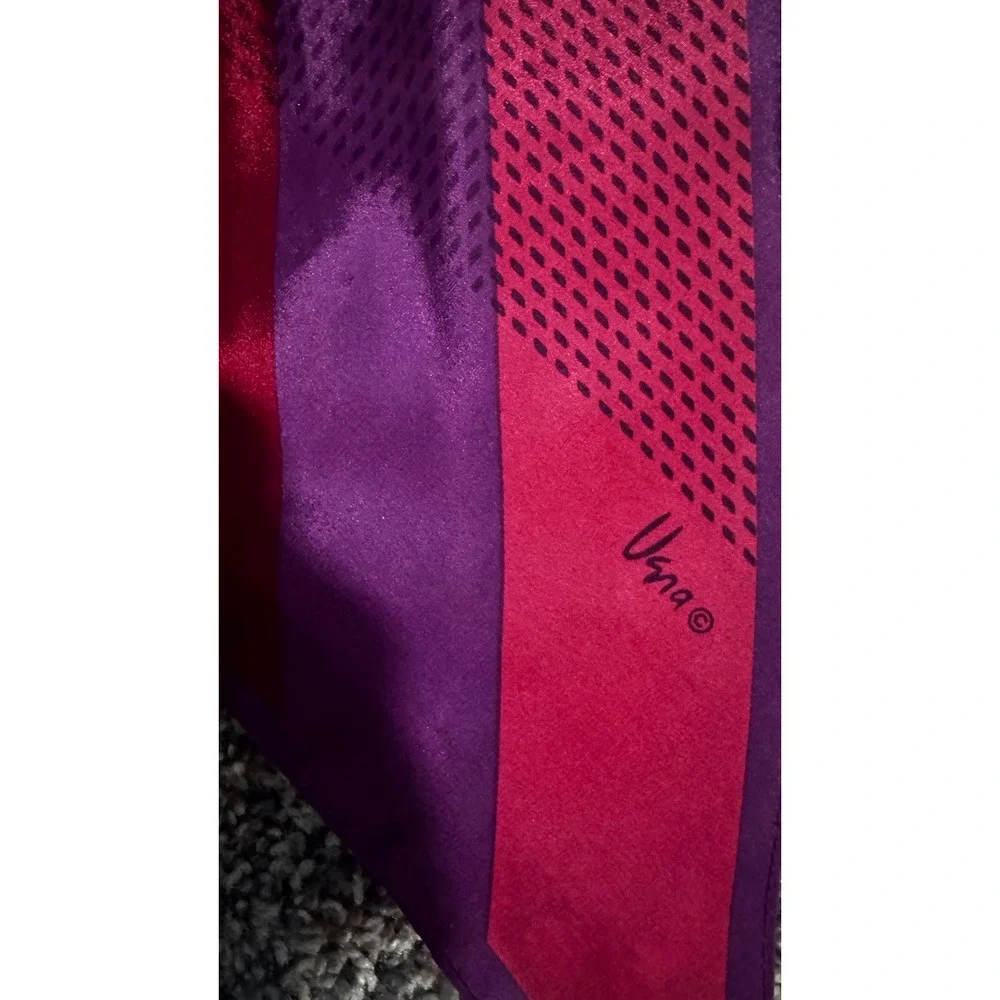 Vera Neumann Vintage Skinny Scarf Red Purple Striped Geometric Dot Retro  58x7